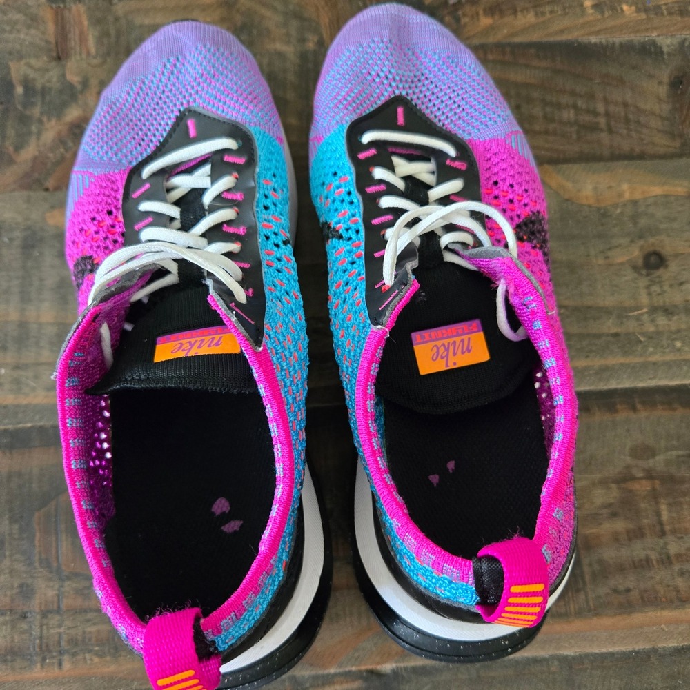 Nike Air Max Flyknit Racer Womens 7.5 Fuchsia Blue Sneaker, Neon Cybercore Y2K - Picture 5 of 8
